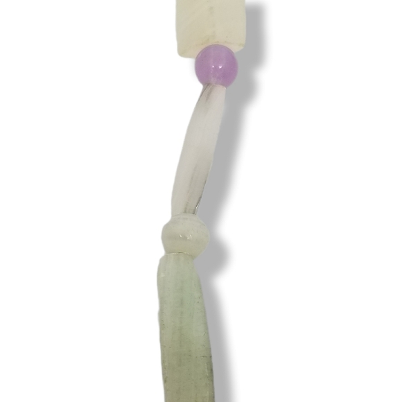 BEAUTIFUL VINTAGE PASTEL COLOR MARBLED ALABASTER STONE & GLASS BEAD NECKLACE - Picture 4 of 7